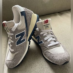 New Balance 996 leather-trimmed mesh and long-haired suede sneakers - Size 4 (6)